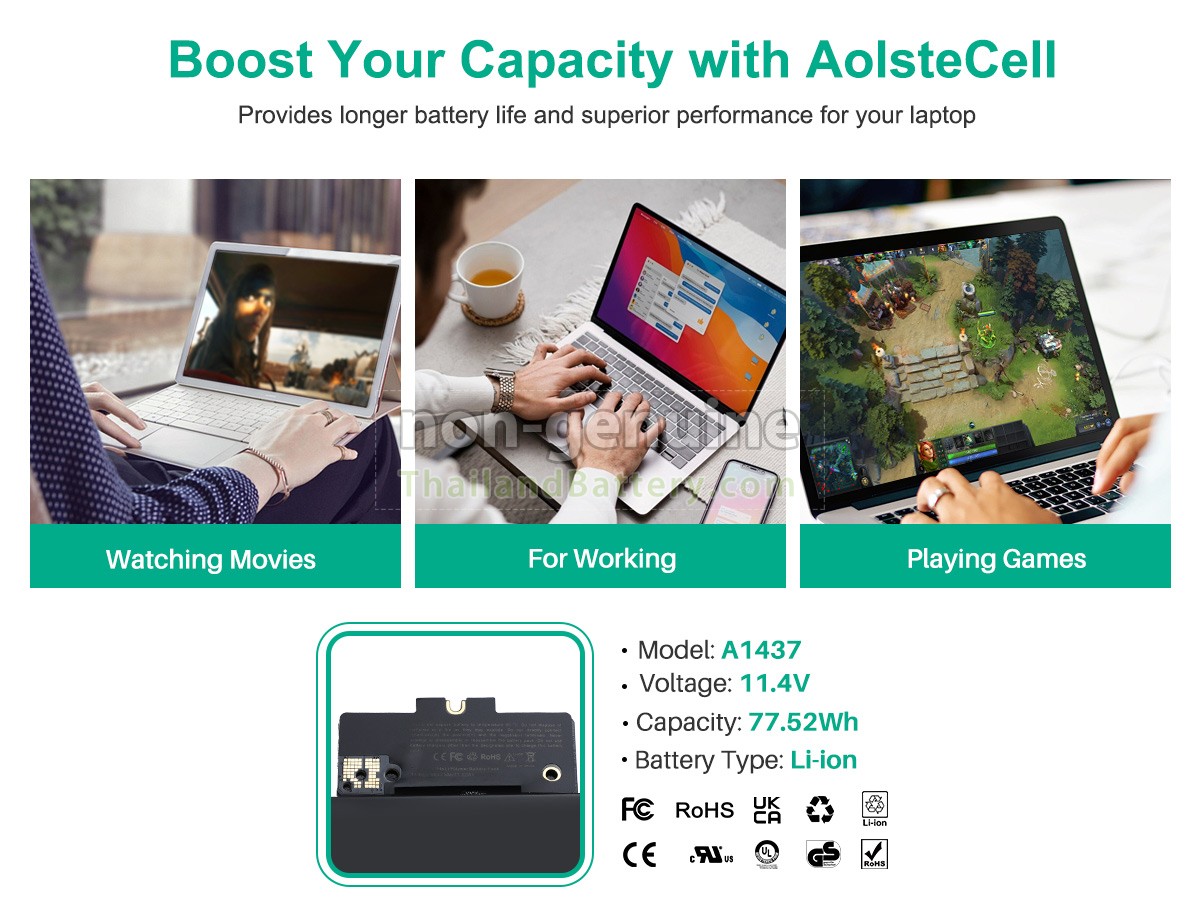 แบตเตอรี่สำหรับ Apple MacBook Pro Core I5 2.5GHZ 13.3 inch Retina A1425(EMC 2557)