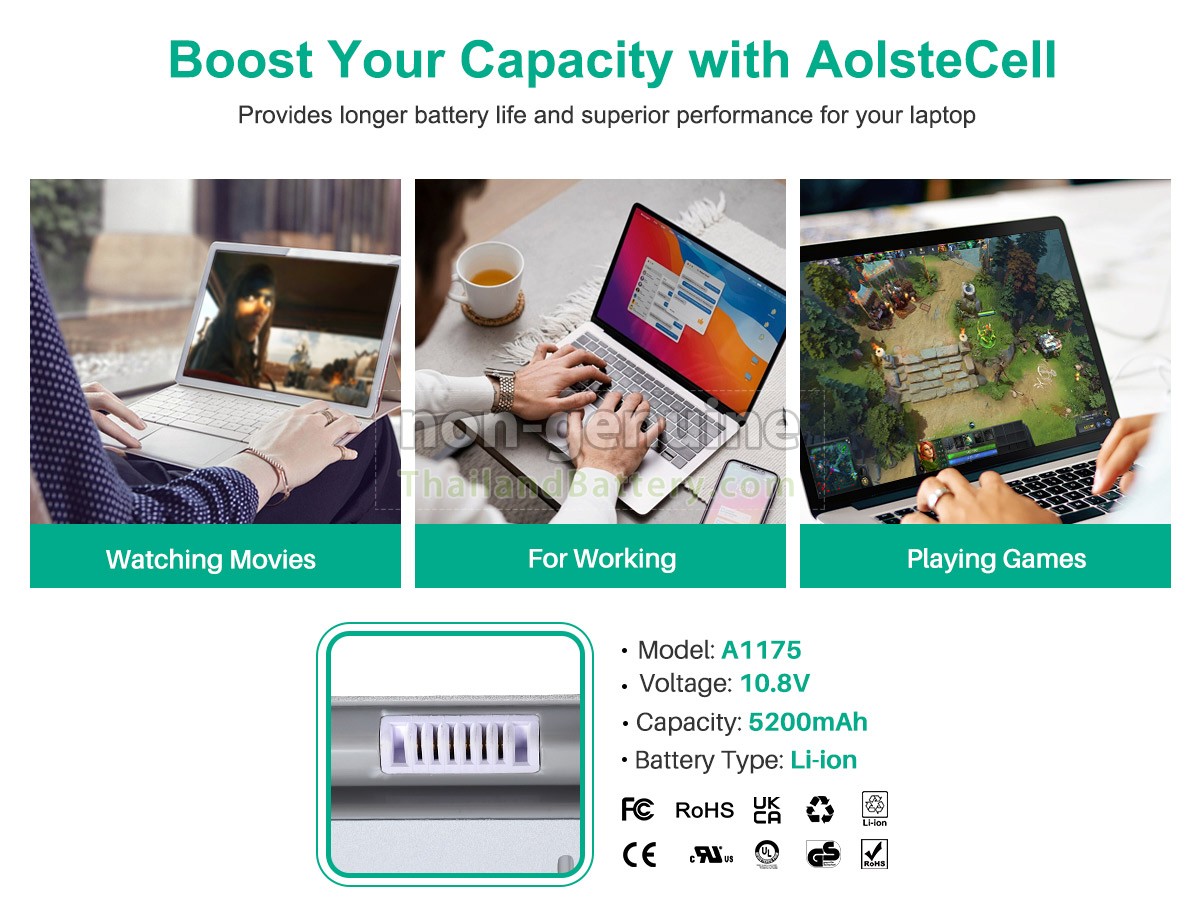 แบตเตอรี่สำหรับ Apple 15.4 inch 2.4GHZ (Matt or Glossy WideScreen display)