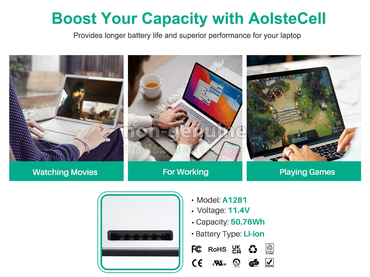 แบตเตอรี่สำหรับ Apple MacBook Pro MB471LL/A 15.4 inch