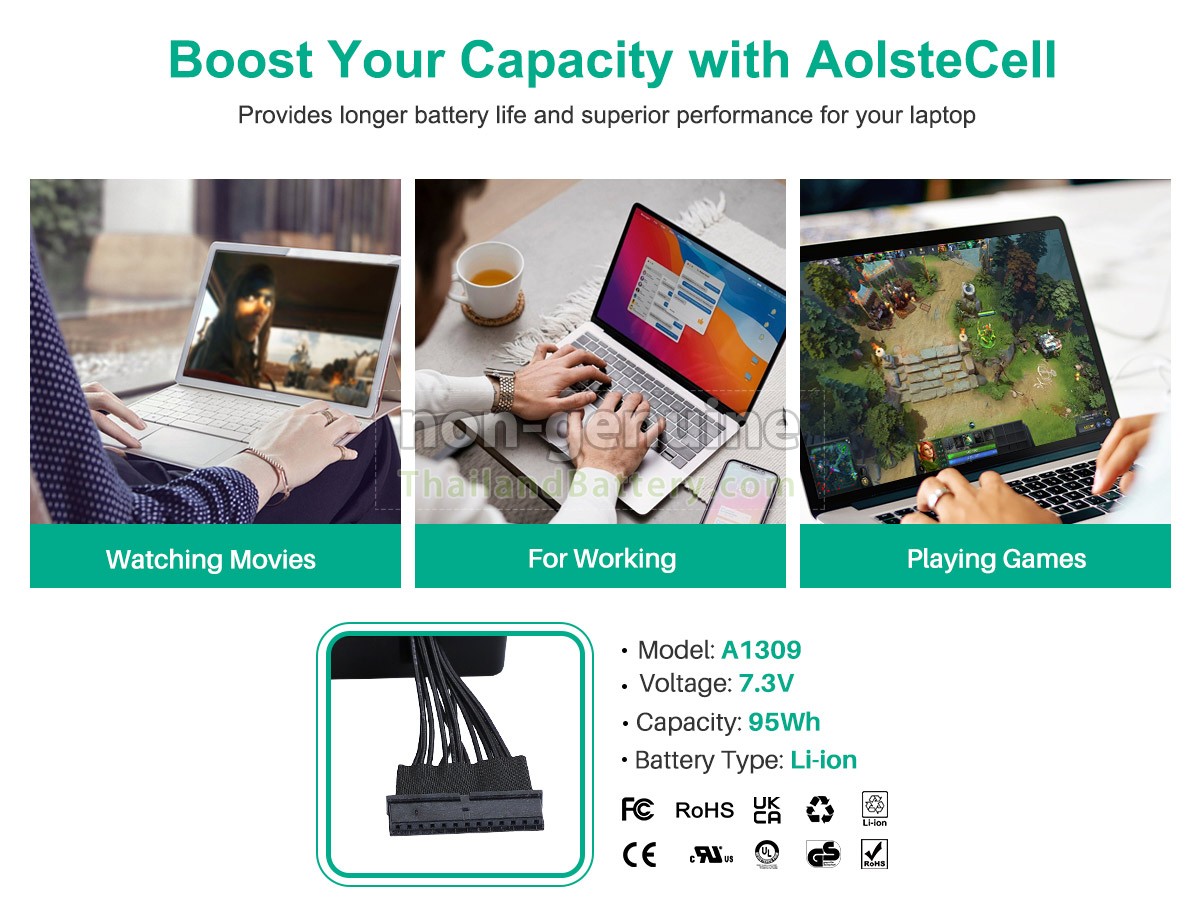 แบตเตอรี่สำหรับ Apple MacBook Pro 17 inch MC024LL/A