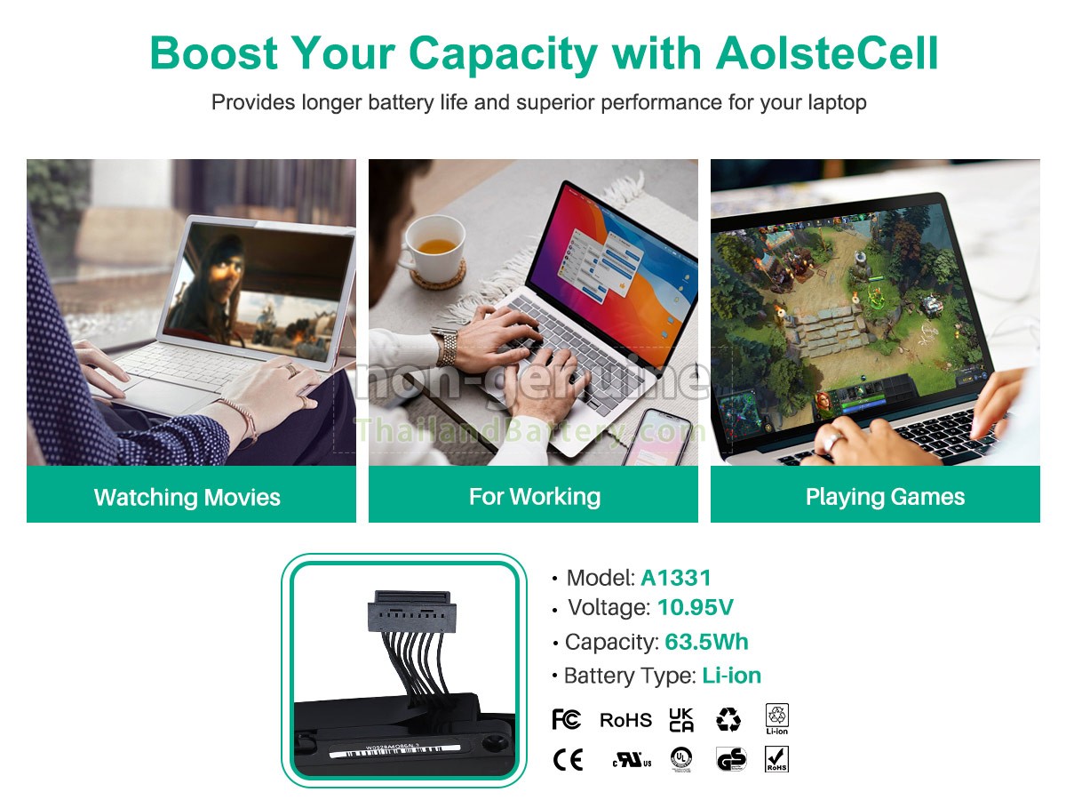 แบตเตอรี่สำหรับ Apple MacBook Unibody 13 inch A1342 (Mid 2012)