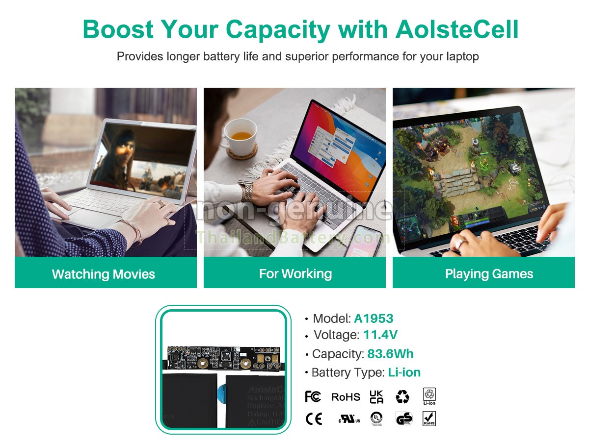 แบตเตอรี่สำหรับ Apple MacBook Pro 15 inch TOUCH BAR A1990(Mid-2018)