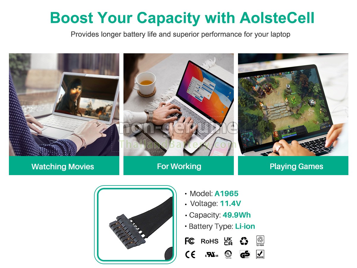 แบตเตอรี่สำหรับ Apple MacBook Air Core I5 1.6GHZ 13 inch A1932(Late 2018)