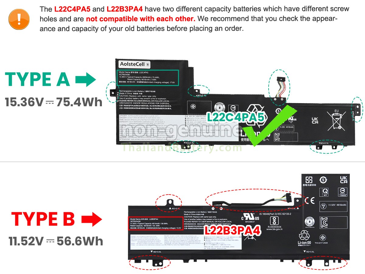 แบตเตอรี่สำหรับ Lenovo IdeaPad SLIM 5 16IAH8-83BG003EKR